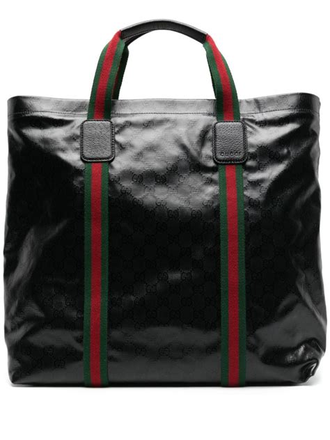 gucci bag black tote|gucci nylon tote bag.